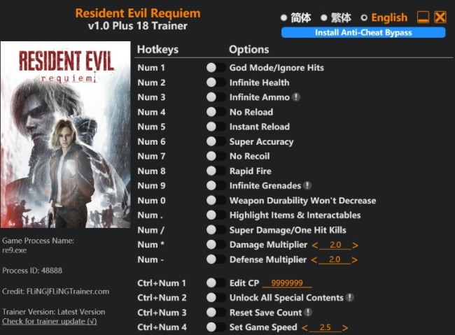 Resident Evil Requiem Trainer İndir