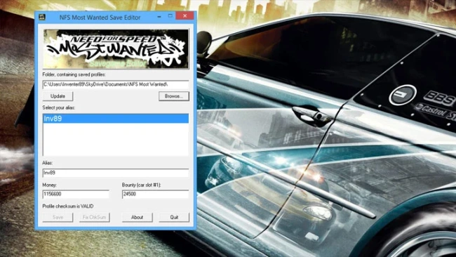 Need for Speed Most Wanted Save Editör İndir